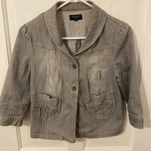 Y/Project Gray Shawl-Collar Denim Jacket with Ruched Pockets